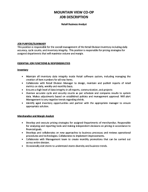Retail Business Analyst Job Description