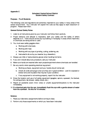 Schodack Central School District Student Safety Contract