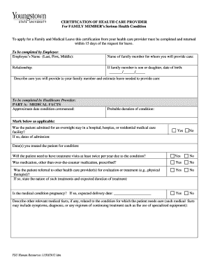 Certification of Health Care Provider for Family Leave