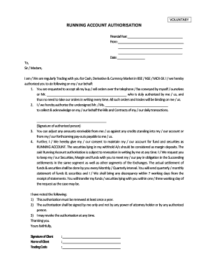 Voluntary Running Account Authorization