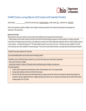 Student Learning Objective Template
