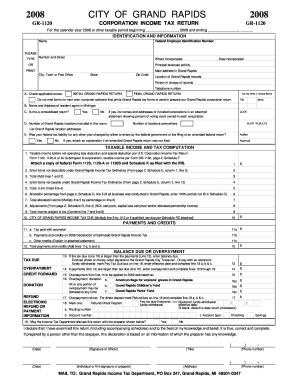 Grand Rapids Corporation Income Tax Return