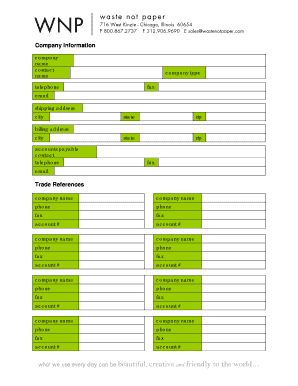 Waste Not Paper Credit Application Form