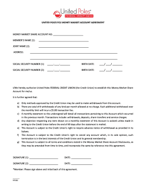 United Poles FCU Money Market Account Agreement