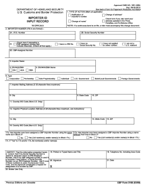 CBP Form 5106 Change of Address