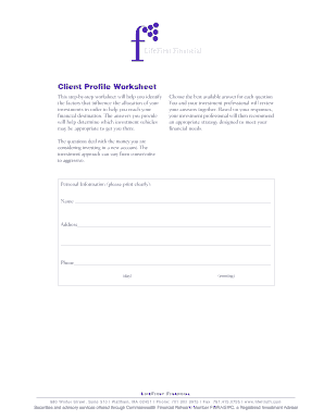 Client Profile Worksheet