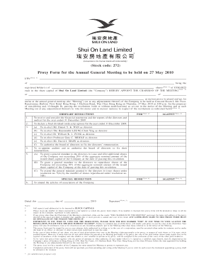 Proxy Form for Annual General Meeting