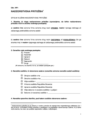 Slovenian Court Appeal Form