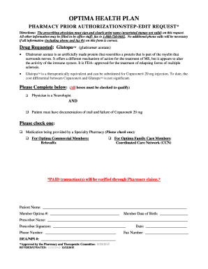 Pharmacy Prior Authorization Request for Glatopa
