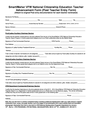 Smart/Maher VFW National Citizenship Education Teacher Award