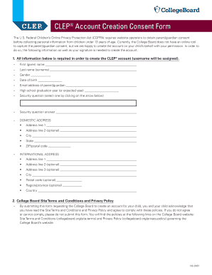 CLEP Account Creation Consent Form