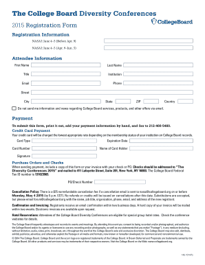 College Board Diversity Conferences 2015 Registration Form