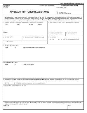 Form CD-346 U.S. Department of Commerce Funding Assistance