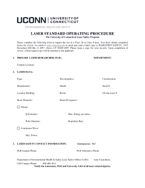 Laser Safety SOP Single Laser - Environmental Health and Safety