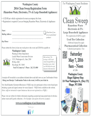 Washington County Clean Sweep Registration Form