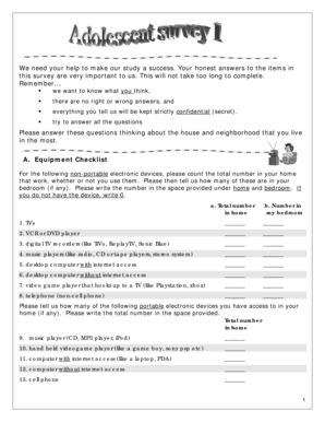 Neighborhood Survey Form