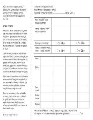 GP Registration Refusal Form