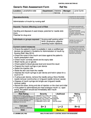 Insulin Administration Risk Assessment Form