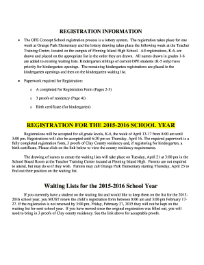 School District of Clay County Registration Form