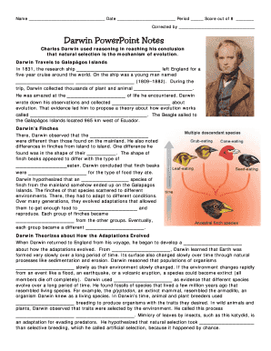 Darwin PowerPoint Notes Worksheet