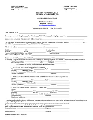 Virginia Residential Lease Application