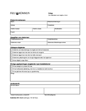 Swedish Oil Tank Decommissioning Form