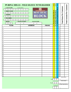 Purina Wild Block Fundraiser Form
