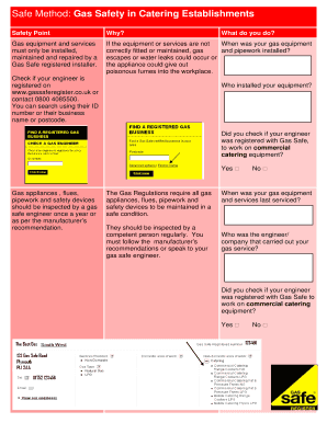 Gas Safety in Catering Establishments