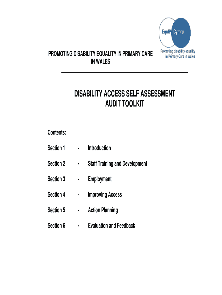 Fillable Online rcgp org EQUIP DISABILITY ACCESS SELF ASSESSMENT AUDIT