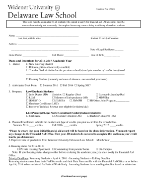 Financial Aid Application Form