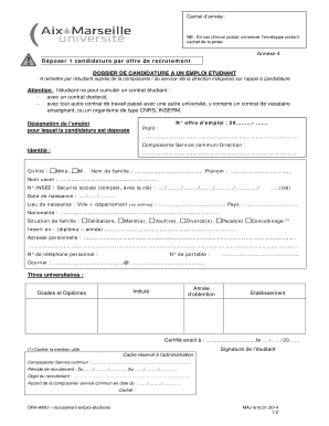 Dossier de candidature à un emploi étudiant