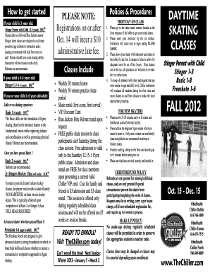 Chiller Skating Class Registration Form