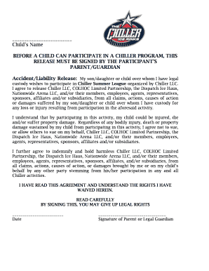 Chiller Summer League Participation Waiver