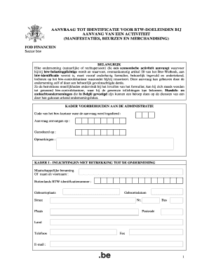 Aanvraag tot identificatie voor BTW-doeleinden