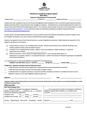 Satisfactory Academic Progress Appeal