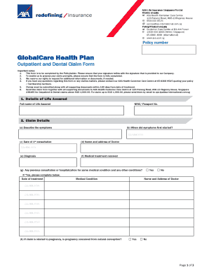 GlobalCare Health Outpatient and Dental Claim Form