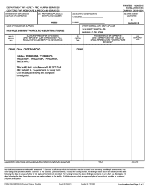 Statement of Deficiencies Form CMS-2567
