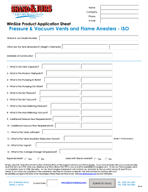 WinSize Product Application Sheet