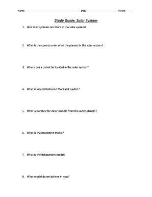 Solar System Study Guide