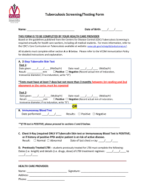 Tuberculosis Screening Form