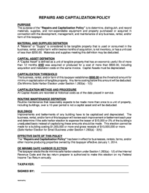 Repairs and Capitalization Policy
