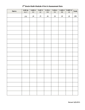 5th Grade Math Module 4 Part A Assessment