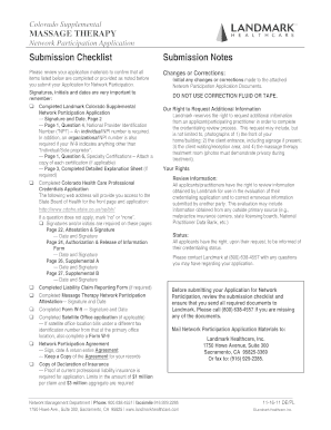 Colorado Massage Therapy Network Participation Application