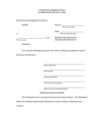 Motion for Mediation and Request for Stay
