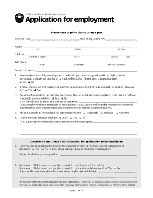 California School Boards Association Employment Application