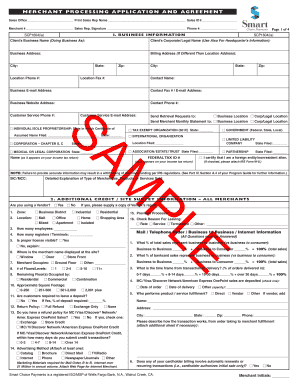 Merchant Processing Application and Agreement