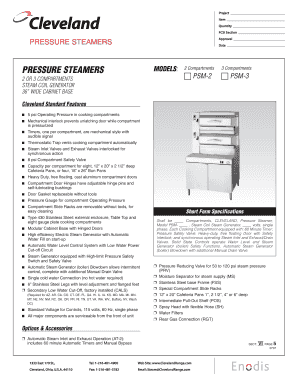 Cleveland Pressure Steamer Specification Form