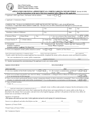 North Carolina Notary Public Application