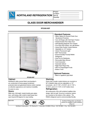 Northland Glass Door Merchandiser Specifications