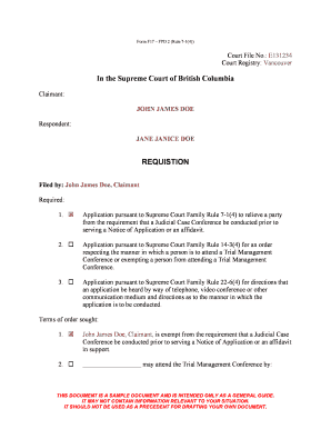 British Columbia Family Court Application